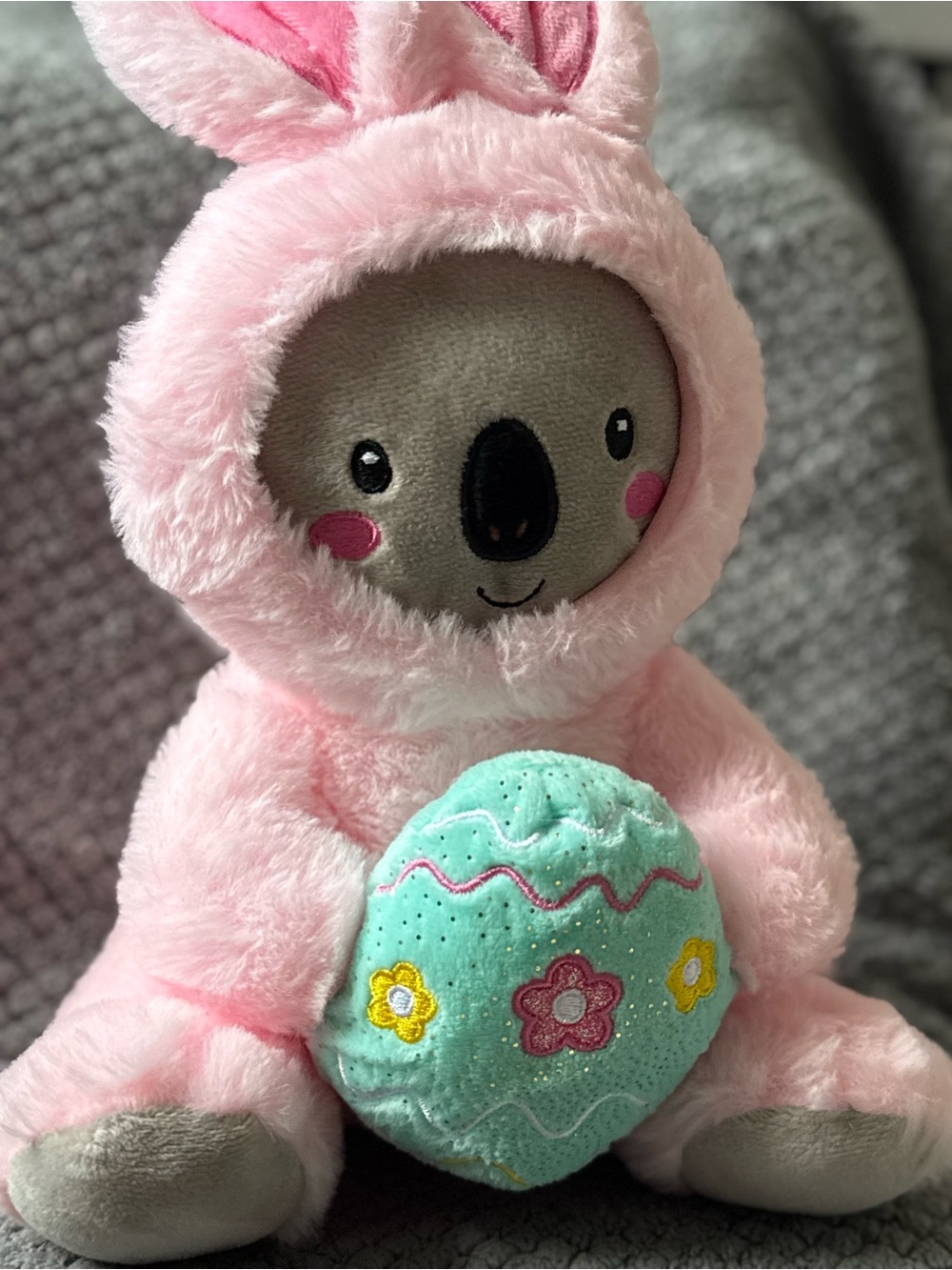 Easter bunny koala plush soft pink stuffed toy with free small hedgehog